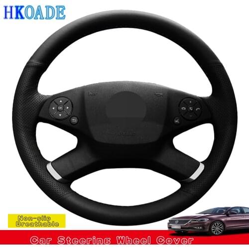 DIY Hand-stitched Black Artificial Leather Car Steering Wheel Cover For Mercedes Benz E-Class W212 E 300 260 200 2009-2013