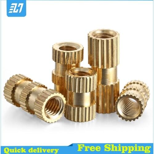Brass Copper Knurled Nut Metric Thread Double Pass Injection Molding Insert Nut Nutsert Embedded M2 M2.5 M3 M4 M5 M6 M8 M10