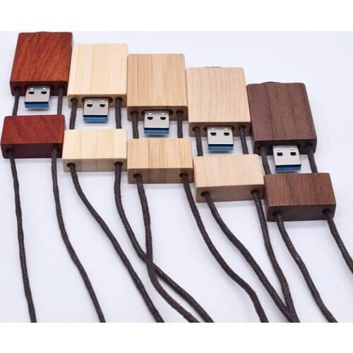 Fivestars Buy Custom Logo Wood Usb with Rope Usb3.0 8g/16g/32g/64g Usb Flash Drive Bulk Gift High Speed Pen Drive Memory U Stick