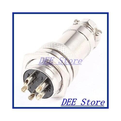 GX16 16mm Dia Aviation Plug Circular Micro Connector 5 Pins Silver Tone