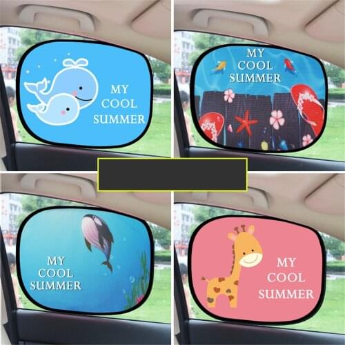 2Pcs Cute Cartoon Curtain Anti Universal Car Window Baby Sun Shades For Kids Car Side Window Shade Cling Sunshades Cover