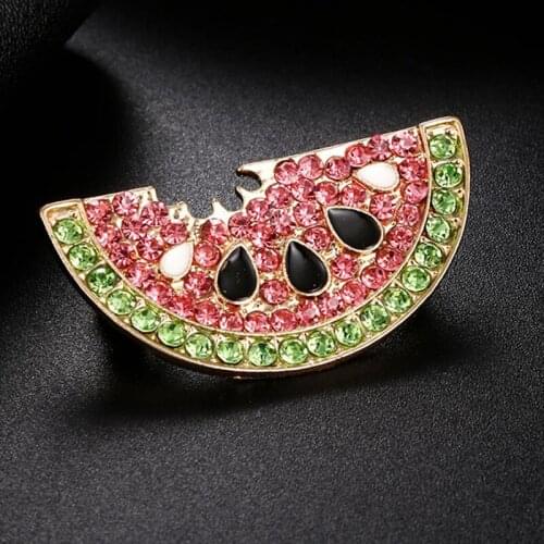 Fashion Crystal Watermelon Brooch Pin Collar Badge Corsage Jewelry Accessories