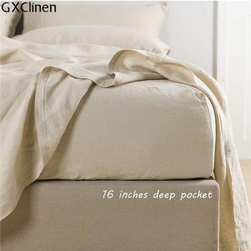 GXClinen Solid Fitted Sheet Mattress Cover with all-around Elastic Rubber Band Bed Sheet Depth 40cm, 21 colors