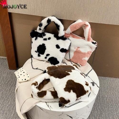 Popular Simple Female Daily Bag Plush Crossbody Bag Women Winter Fashion Shoulder Messenger Fluffy Lady Handbag