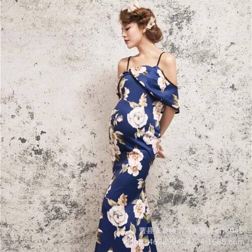 Casual Denim Maternity Dress Ruffles Strap Adjustable Pregnant Women Korean Suspenders Vestido De Mulher New Mommy Photo