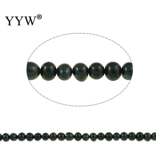 Freshwater Pearl Beads Dark Green 7-8mm Cultured Potato Pearl Punch Loose Beads for DIY Women Elegant Necklace Jewelry Making