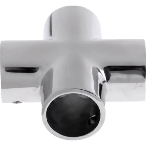 Durable 316 Stainless Steel Marine Boat Hand Rail Fitting 7/8'' Pipe 4 Way Tee Cross Joint Connector Hardware Accessory