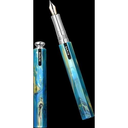 Luxrury Pen, Resin Fountain Pen For Ladies Practice Iridium Calligraphy Pen , Lipstick Pocket Mini Pen 0.5mm Nib