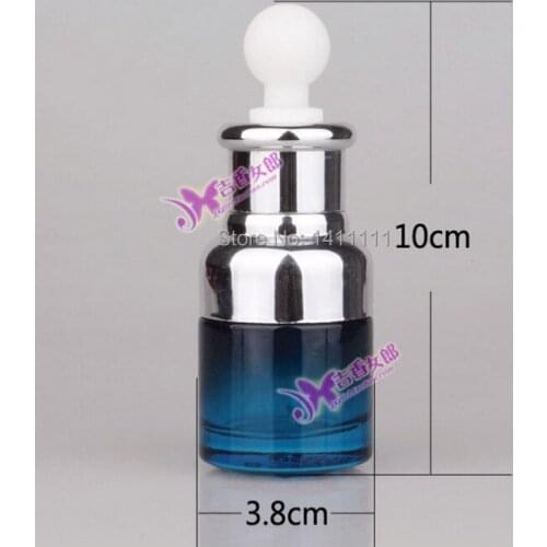 Luxury Blue Thick 20ml Glass Bottles for Essential Oils W/ Glass Eye Dropper Wholesale 100pcs/lot by DHL Free Shipping