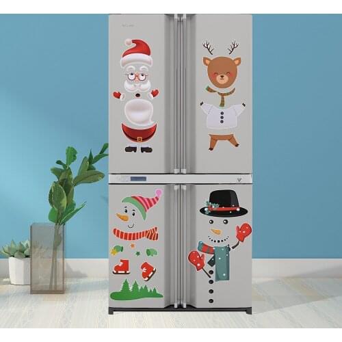 Christmas Decoration Refrigerator Stickers Cartoon Santa Claus Snowman Elk New Year Christmas Decorations for Home