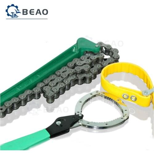 8/12 Inch Belt Wrench Oil Filter Puller Strap SpannerChain Cartridge Disassembly Tool Oil Filter Wrench Adjustable Strap Opener