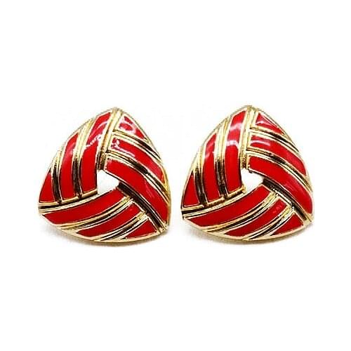 Trangle Earring Red Enamel Wedding Jewelry