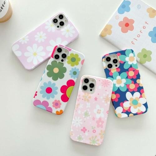 Cute Smooth Flower Phone Case for iPhone 11 Pro Max 12 Mini X XR XS Max Se 2020 7 8 Plus Anti Knock Back Phone Cover Case
