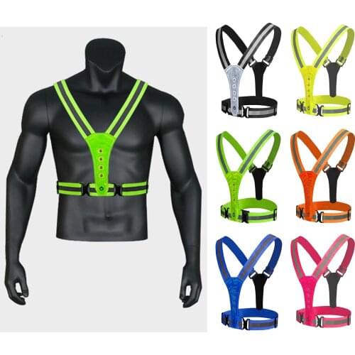 LED Reflective-Elastic Adjustable Safety Vest Indoor Reflective for Outdoor Sports Dog Walking Bike Motorcycle