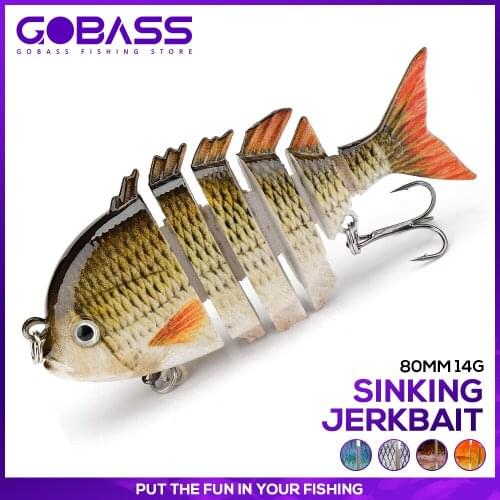 GOBASS Goods For Fishing Summer Wobblers For Trolling Sinking Hard Baits For Pike Perch Jerkbait Rattlins Jointed Fishing Lure