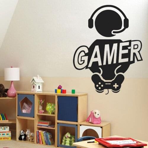 Creative Gamer Wall Sticker Gaming Gamer Joystick Video Computer Game Wall Decals Vinyl Wallpaper For Kids Boys Room Decoration