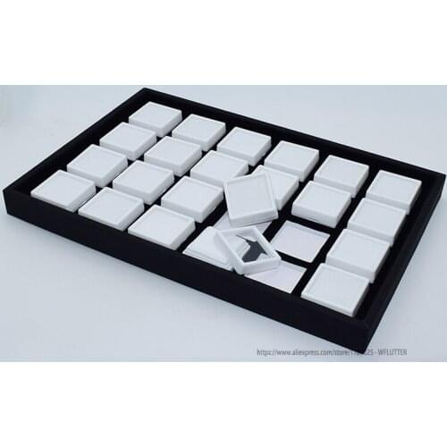 High Quality 24 Cells Gem Display Tray Diamond Holder Gemstone Boxes Gem Organizer Jewelry Showcase Inside Box 4x4cm