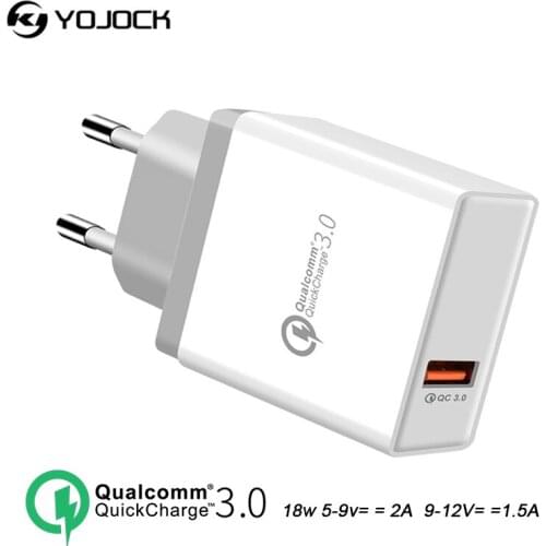 Yojock USB Charger Quick Charge 3.0 Fast Phone Charging QC3.0 USB Adapter 18W Portable Wall Charger for Mobile Phone Chargers