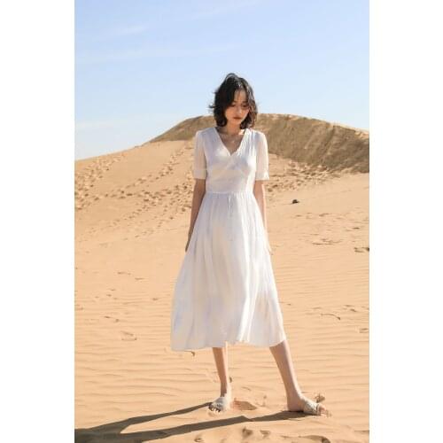 French Niche French Style Retro below the Knee Jung Ji Hoon Long Slimming Waist Dress for Women