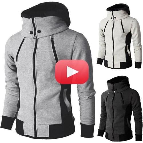 Winter Fashion Coats Men Turtle Neck Long Sleeve Pockets Hoodie Sweatshirt Warm Jacket Men Clothing Thickened Menswear