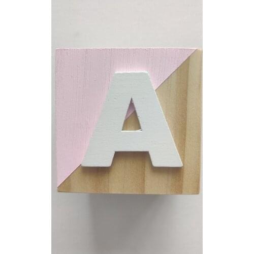 1pc Solid English Letters Wooden Baby Toy Standing Nursery Alphabet Word Baby Name Blocks Birthday Gift