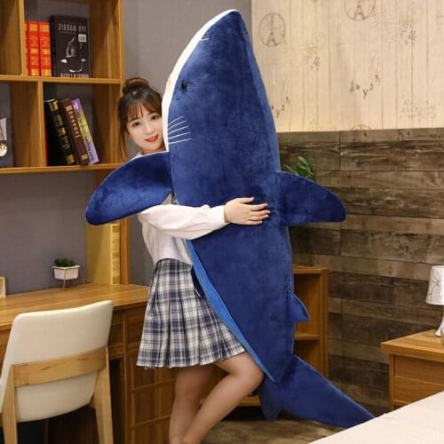 130cm Big Size Shark Plushie Stuffed Animal Simulation Plush Shark Pillow Cushion Doll Toys for Girls Kids Birthday Gift Decor