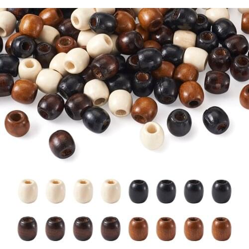 200pcs/bag Natural Wood Beads Spacer Mixed Color Barrel Wooden Loose Beads Charms For DIY Bracelets Necklace Jewelry Making