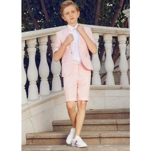 2020 Summer Boy Suits For Wedding One Button 2 Pieces Child Prom Suits Kids Formal Wear Boys Celebrity Blazers Jacket+Short Pant