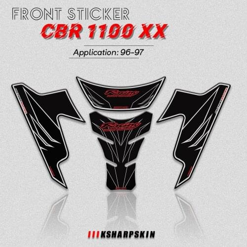 3D Gel Sticker Motorcycle Front Fairing Head Decorative Decal Number Board Protector For Honda CBR1100XX 1997-2007 cbr1000 xx