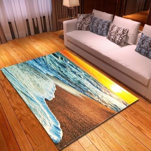 Sunset Beach Mediterranean Style 3D Carpets for Living Room Bedroom Area Rugs Coffee Table Floor Mats Can Custom Pattern carpet