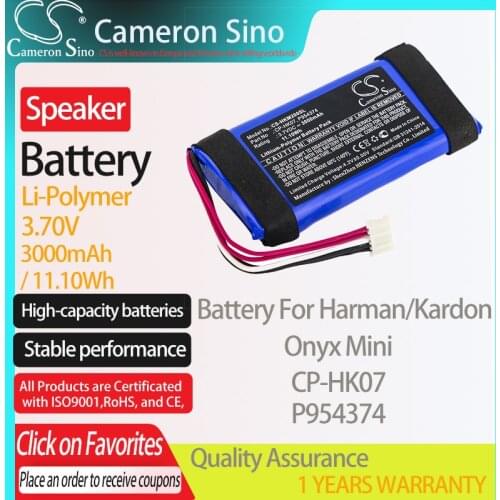CameronSino Battery for Harman/Kardon Onyx Mini fits Harman/Kardon CP-HK07 P954374 Speaker Battery 3000mAh/11.10Wh 3.70V Blue