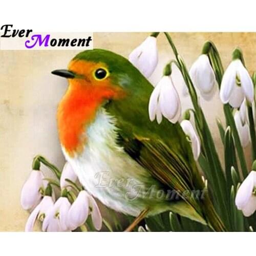 Ever Moment Diamond Painting 5D DIY Bird Lily Picture Of Rhinestone Mosaic Full Square Drill Diamond Embroidery Decor ASF1620