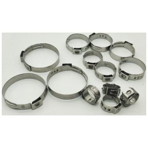 Free shipping big size pipe Clamps High Quality 6PCS Stainless Steel 304 Single Ear Hose Clamps Assortment Kit Single