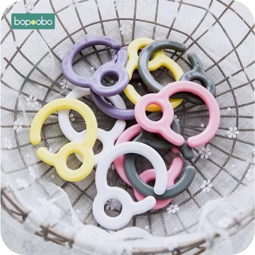 Bopoobo 50pcs Baby Mobile Plastic Hook Teething Ring Links For Baby Stroller Pacifier Hook Diy Dummy Clips Baby Cart Accessories
