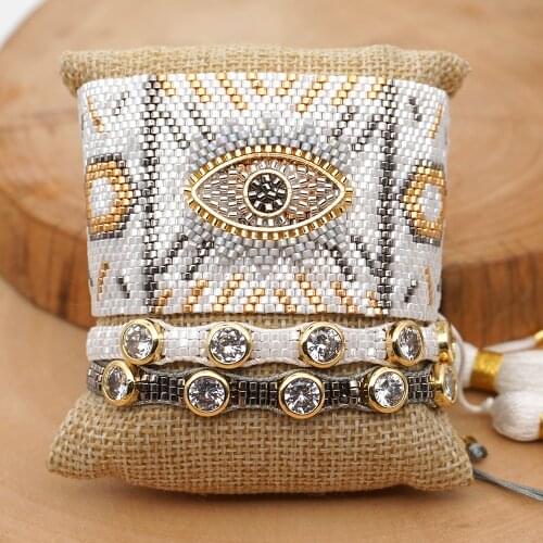 Rttooas MIYUKI Evil Eye Bracelets Men Turkish Evil Eye Charm Bracelets White Pulseras Mujer Moda 2020 Handmade Loom Beads