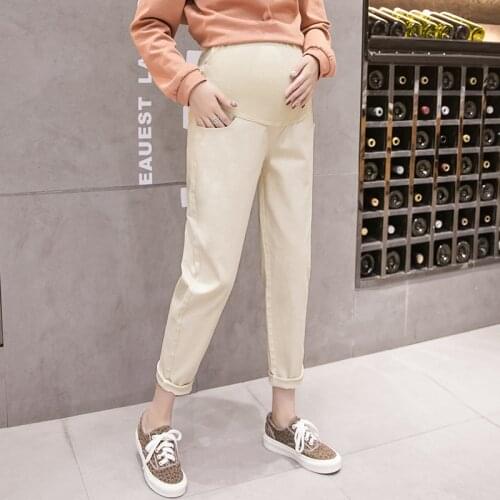 Maternity Pants Spring Autumn High Waist Pregnancy Casual Pants Loose Pregnant Trousers Plus Size Black Apricot Free Shipping