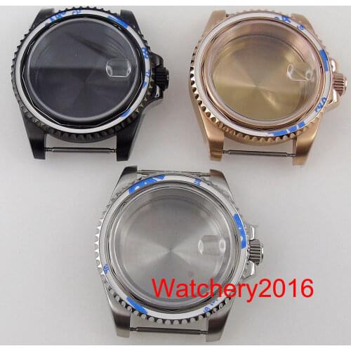 BLIGER 40mm Watch Case 120 Clicks Sapphire Crystal 100M Waterproof SUB Fit NH35A NH36A Screwdown Crown No Insert New