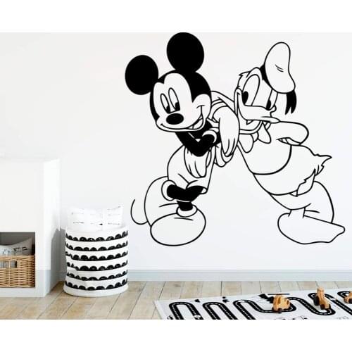 Disney Mickey Mouse Donald Duck Vinyl Wall Sticker For Kids Friends Bedroom Accessories Art Wall Decals Cartoon Cute Decor 0310