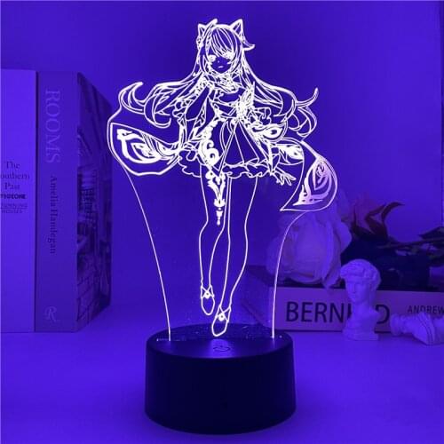 Genshin Impact Night Light 3D LED Game decoration lights for Decor Atmosphere Bedside Gift Night Lamps genshin Seven-color Lamp