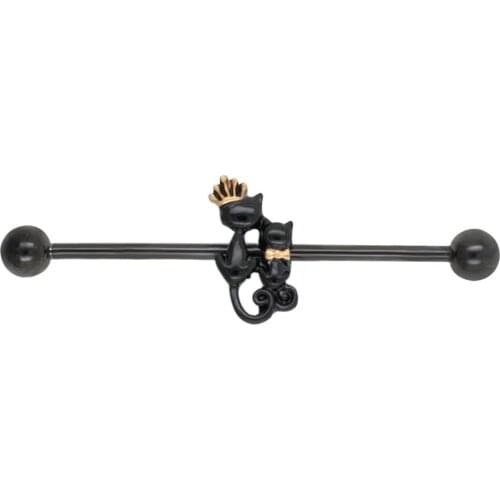 JHJT 14G 38mm Cartilage Barbell Nail 316L Surgical Stainless Steel Cat Barbell Cartilage Ear Cartilage Ring Piercing