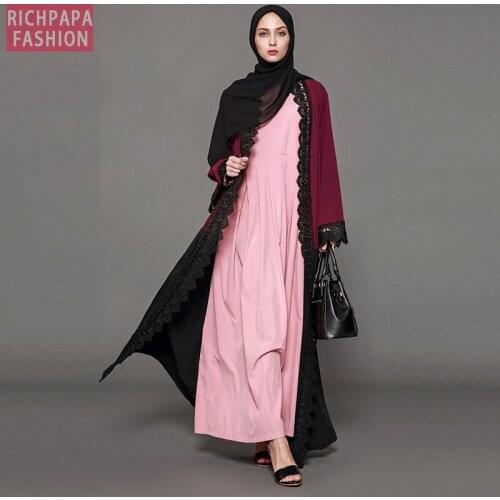 Kaftan Dubai Malaysia Lace Kimono Cardigan Abayas For Women Muslim Hijab Dress Robe De Moda Musulmana Turkish Islamic Clothing