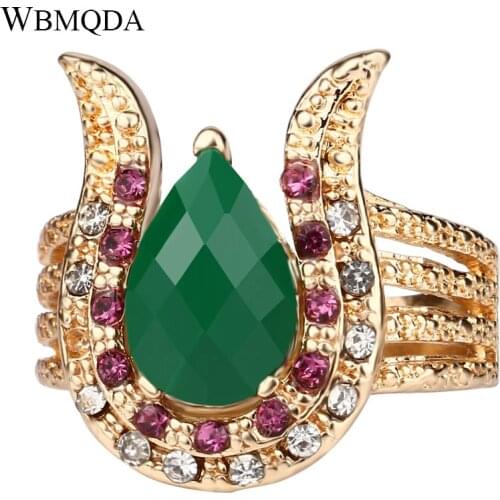 Vintage Look Rings For Women Color Gold Crystal Gift New 2018 Fashion Turkey Jewellery Free Shipping