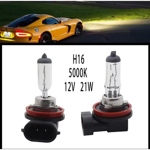 2pcs H16 12V 21W Xenon Halogen Hyaline car Headlight Fog Quartz Glass 5000K Light Lamp Bulbs