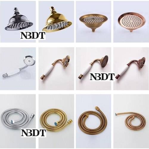 Stainless Steel Rain Waterfall Shower Head Sprayer Bell Lighthood Chrome Rose Gold Black Antique Copper Handheld Ceramic Hose