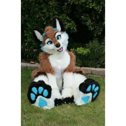 Brown Husky Dog Wolf Fursuit Mascot Costume Suit Adult Cosplay Factory Wholesale + Free Postage Best Quality