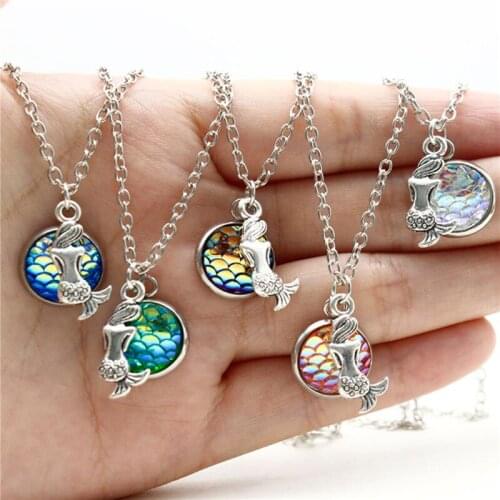 Maritime Princess Mermaid Fish Scales Necklace Lucky Girl Dream Romantic Necklaces Good Sister Pendant Fashion Female Jewelry
