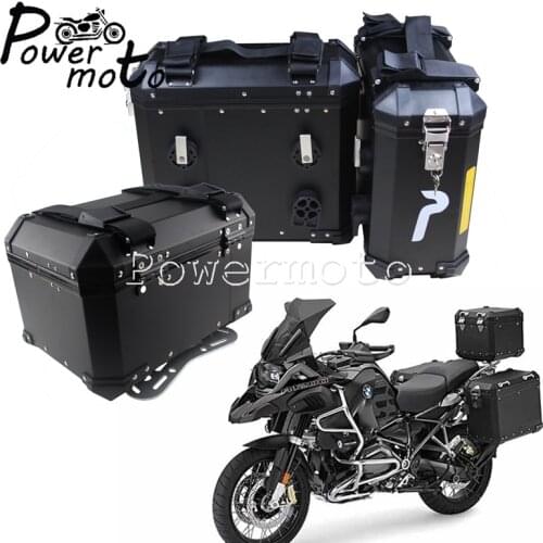 Motorcycle Universal Aluminum Touring ADV 2pcs Side Case & Top Case Tail Cargo Pannier Box For Triumph Kawasaki Yamaha BMW F800