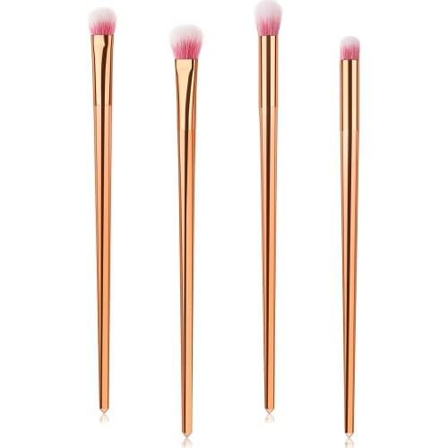 4Pc EyeMakeup Brushes Set Professional with Gold Handle Cosmetic Makeup Brushes Set for Eyeshadow Eyebrow Eyeliner Blending Tool