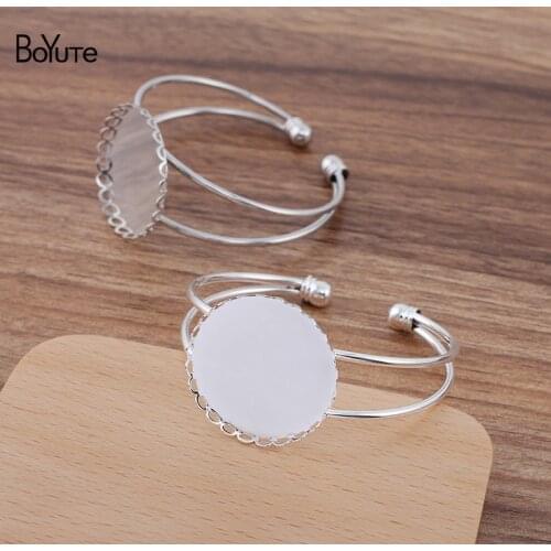 BoYuTe Custom Made (50 Pieces/Lot) Fit 30MM Cabochon 65*60MM Metal Brass Blank Bracelet Base DIY Handmade Jewelry Accessories