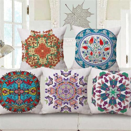 Geometry Pillow Cushion Decor 18\" Case Waist Home Printing Linen Sofa Car Cotton